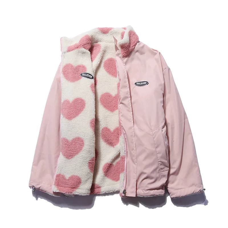 Damen Winterjacke aus Polyester mit Herz-Muster & Wärmender Fütterung | W&W Mode