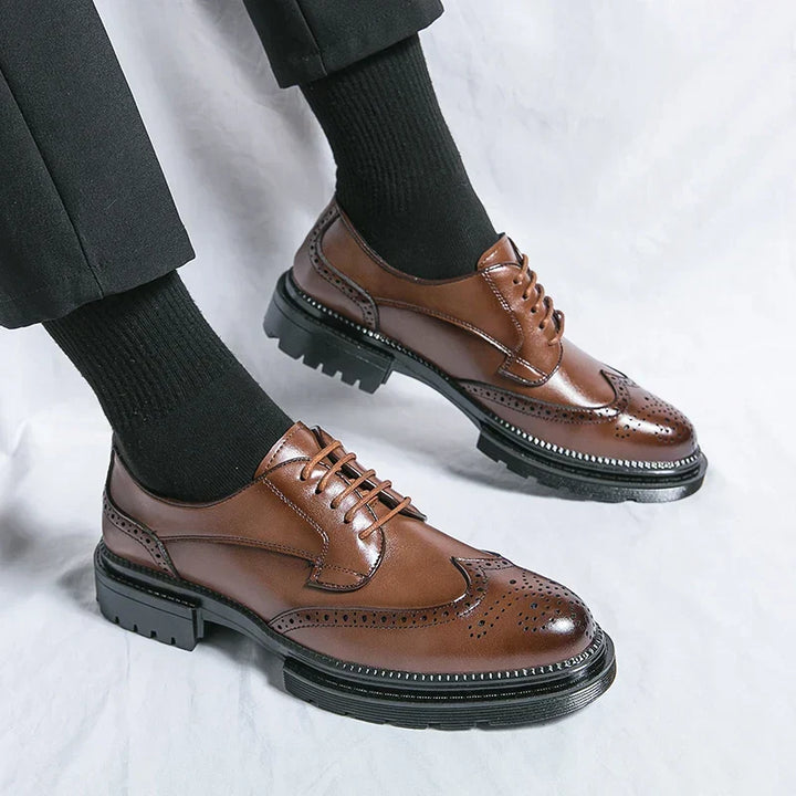 W&W Mode | Leder Formelle Loafers Für Herren Mit Brogue Detail Und Robuster Sohle