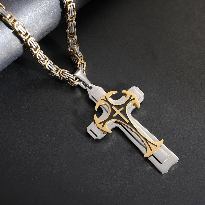 W&W Mode | Byzantinisches Kreuzanhänger Für Herren in Gold