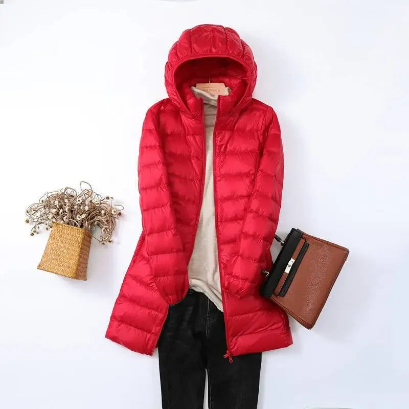 W&W Mode - Damen tragbarer Puffer-Mantel mit abnehmbarer Kapuze