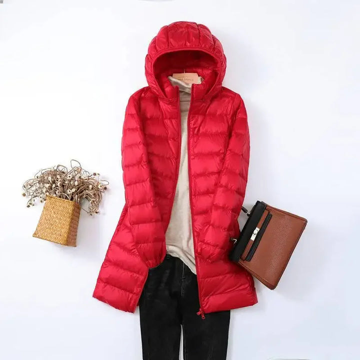 W&W Mode - Damen tragbarer Puffer-Mantel mit abnehmbarer Kapuze
