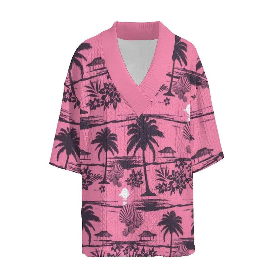 W&W Mode Set - Rosa Palmen - Jacquard - Sommer