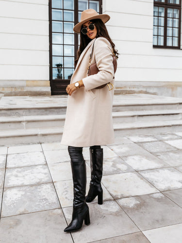 W&W Mode Langer Mantel mit Revers und Knopf