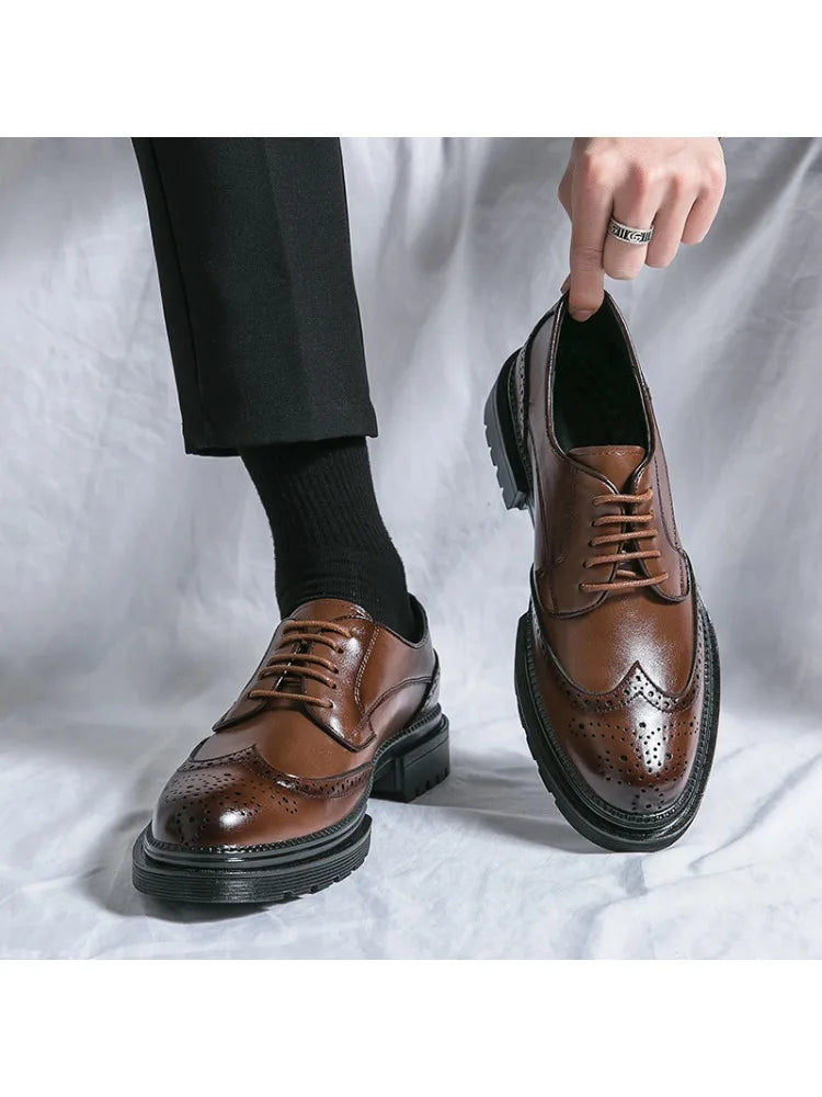 W&W Mode | Leder Formelle Loafers Für Herren Mit Brogue Detail Und Robuster Sohle