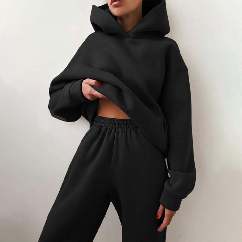 W&W Mode Kuschelige Damen-Set mit Hoodie und Sweatpants | Bequeme Pullover-Sweatshirts