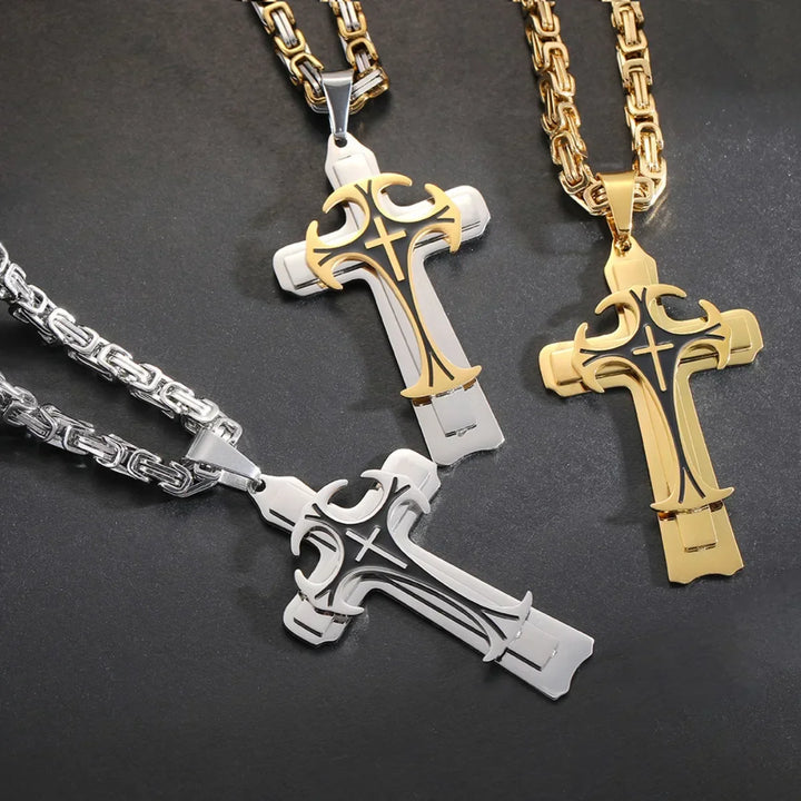 W&W Mode | Byzantinisches Kreuzanhänger Für Herren in Gold
