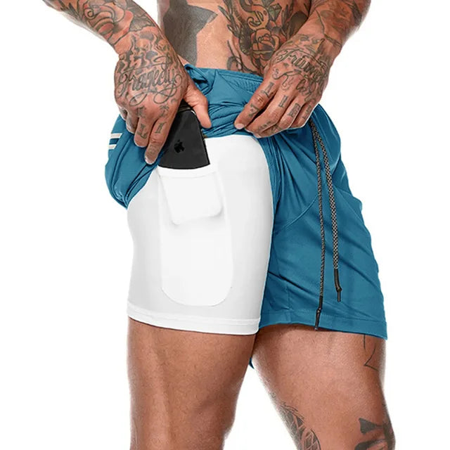 W&W Mode | Herren 2 in 1 Laufshorts Schnelltrocknend Für Sport Und Training Selfico