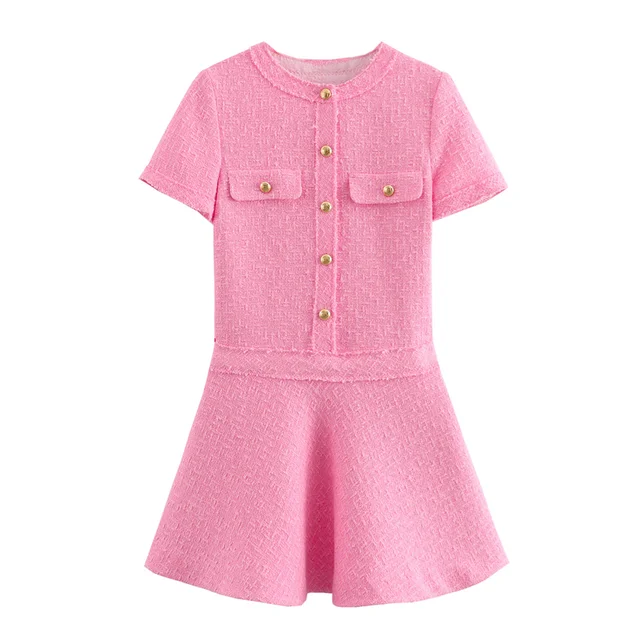 W&W Mode Kleid - Slim Fit - Rundhalsausschnitt - Polyester - Sommer