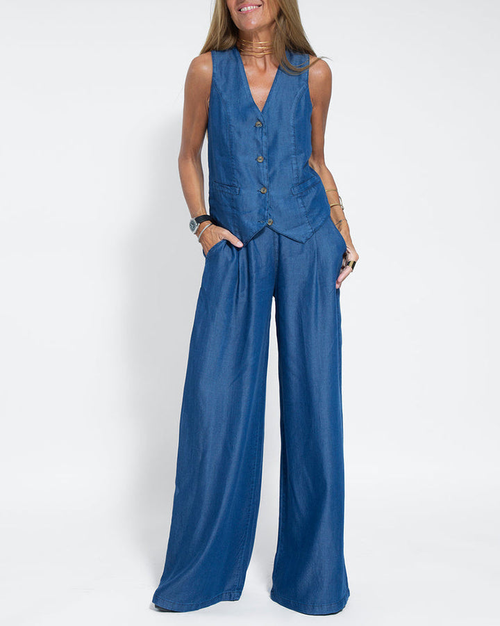 W&W Mode | Damen Elegantes 2-teiliges Leinenset
