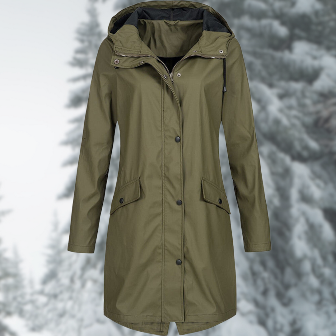 W&W Mode | wasserdichte Parka mit Kapuze - Damen Regenjacke mit praktischen Taschen