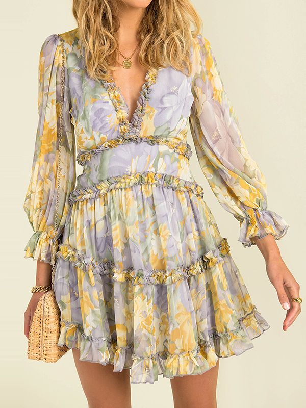 W&W Mode - Einfaches bedrucktes Chiffonkleid