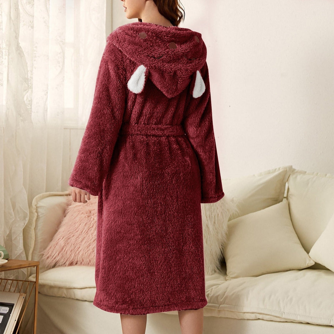 W&W Mode | Lässiger Herbst Dickes Flanell Kapuzenbademantel für Frauen