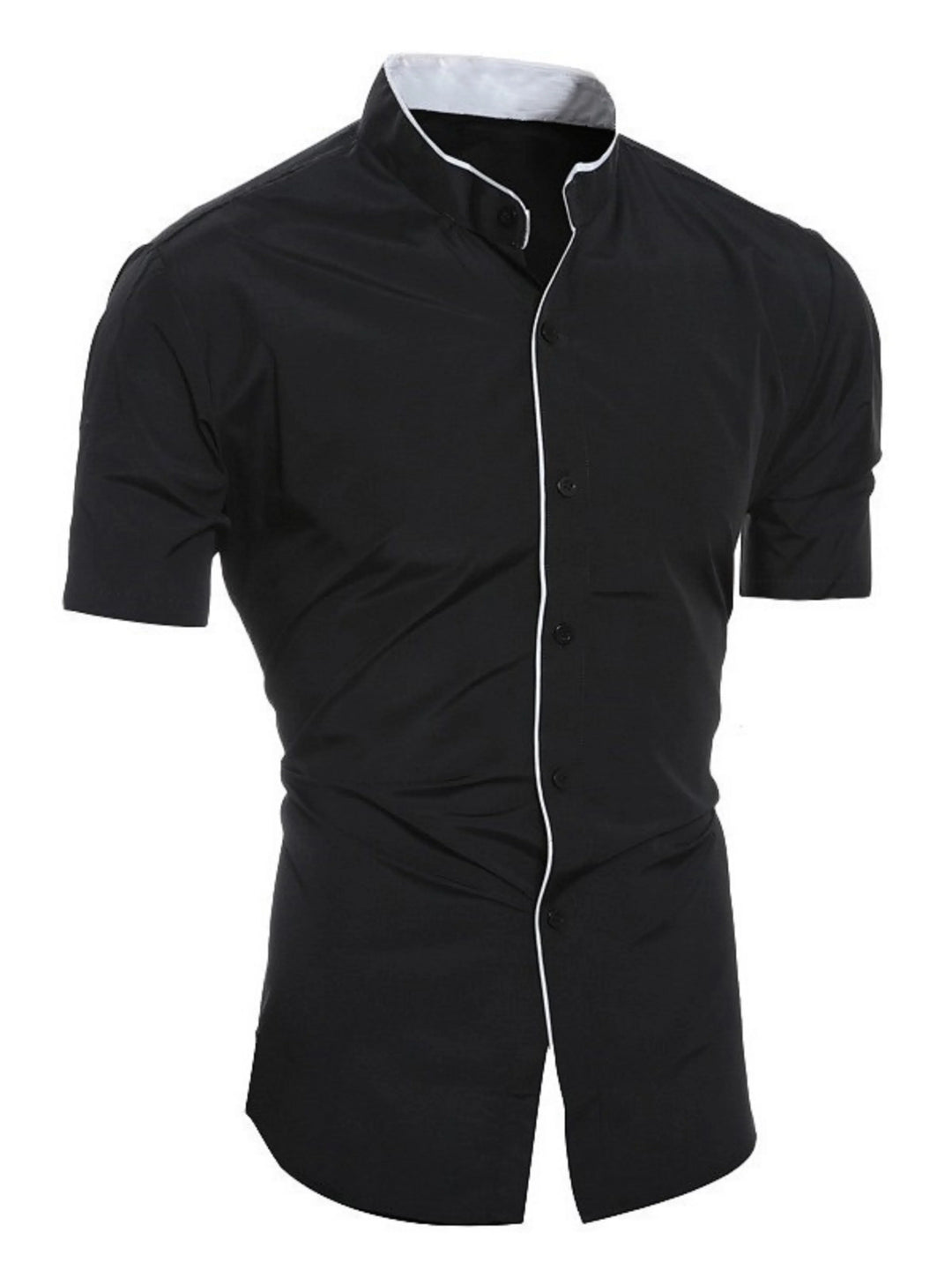 W&W Mode | Slim Fit Stehkragen Kurzarmhemd Business Lässig