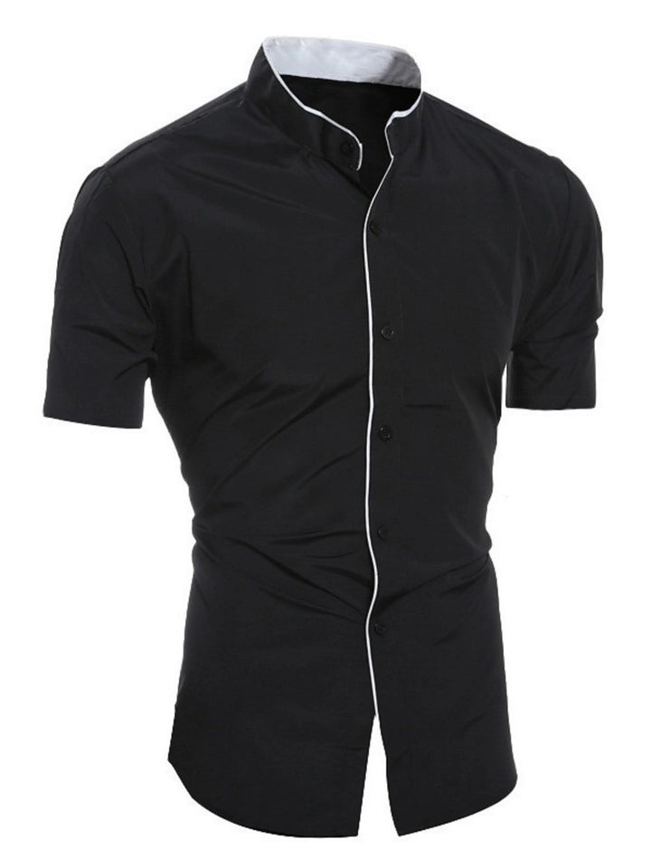 W&W Mode | Slim Fit Stehkragen Kurzarmhemd Business Lässig