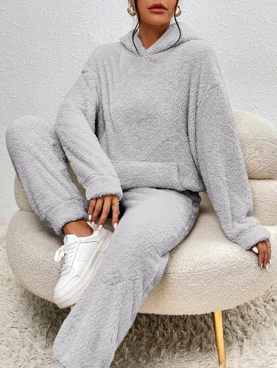 W&W Mode | Teddy-Hausanzug mit Kapuze Für Frauen