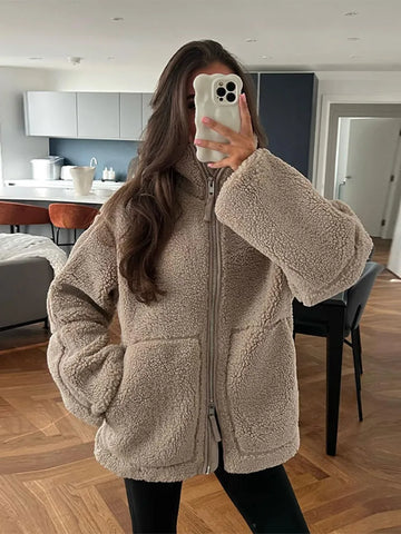 W&W Mode | Warmer Teddy-Mantel Mit Kapuze Für Frauen