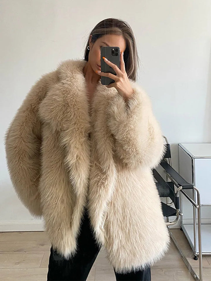 W&W Mode - Schlanker Faux Fur Mantel