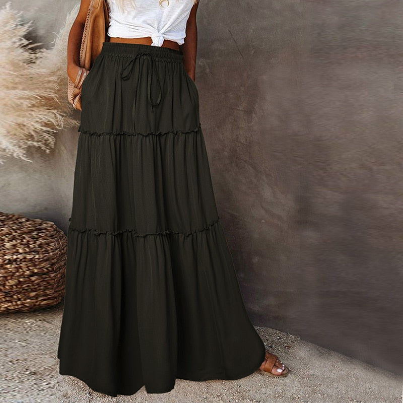 W&W Mode | Langer Hochtaillierter Maxi Rock