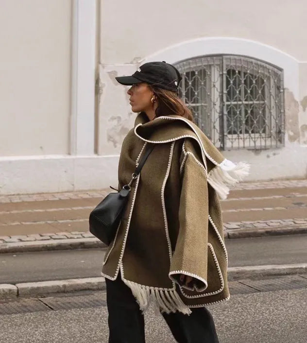 Jacke mit Fransen-Schal