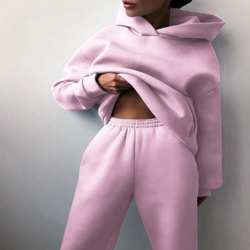 W&W Mode Kuschelige Damen-Set mit Hoodie und Sweatpants | Bequeme Pullover-Sweatshirts