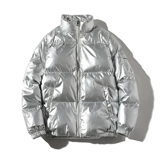 W&W Mode | Winddichte Metallische Winter-Pufferjacke