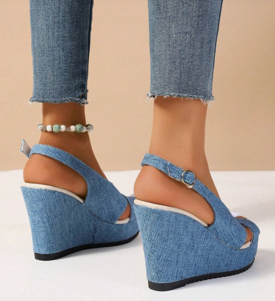 W&W Mode | Denim Keilsandaletten