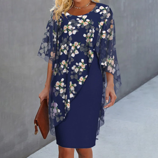 Damen Blumenkleid mit eleganter Lagenoptik