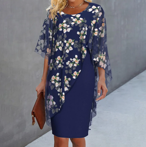 Damen Blumenkleid mit eleganter Lagenoptik