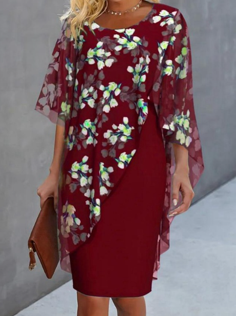 Damen Blumenkleid mit eleganter Lagenoptik