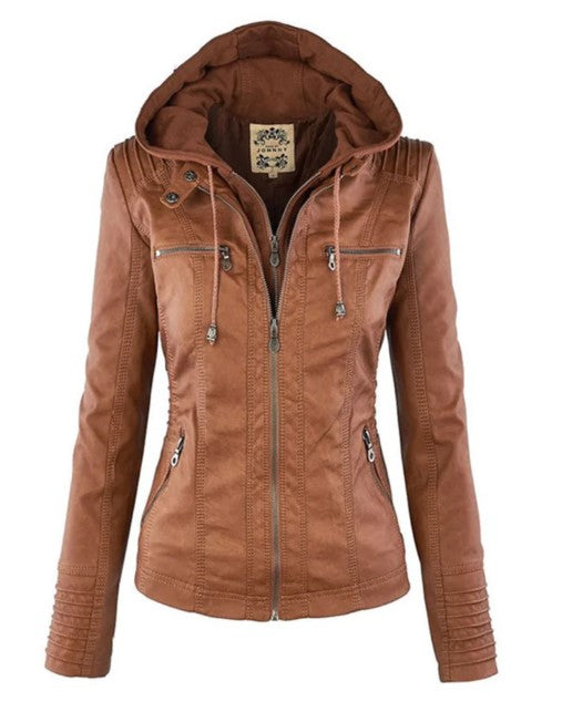 W&W Mode Lederjacke Mit Kapuze Für Damen | Perfekt Für Lässige Tage