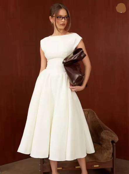 Damen A-linien Kleid mit elegantem Bustier-Oberteil und schwingendem Rock W&W Mode
