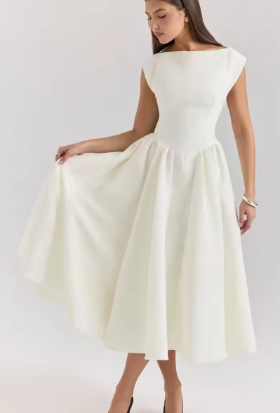 Damen A-linien Kleid mit elegantem Bustier-Oberteil und schwingendem Rock W&W Mode