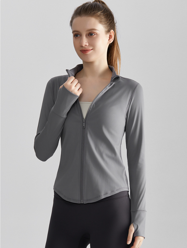 W&W Mode | Schwarze Damen Yoga Jacke | Slim Fit und Bequem