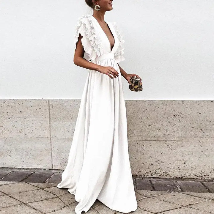 Damen Kleid mit V-Ausschnitt und lockerem Schnitt