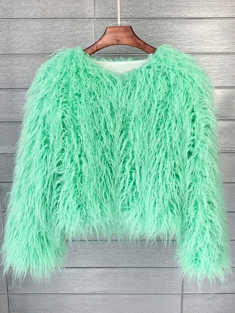 W&W Mode Mantel für Damen, dicker, warmer Kunstpelzmantel