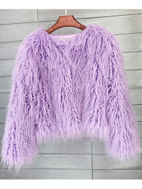 W&W Mode Mantel für Damen, dicker, warmer Kunstpelzmantel