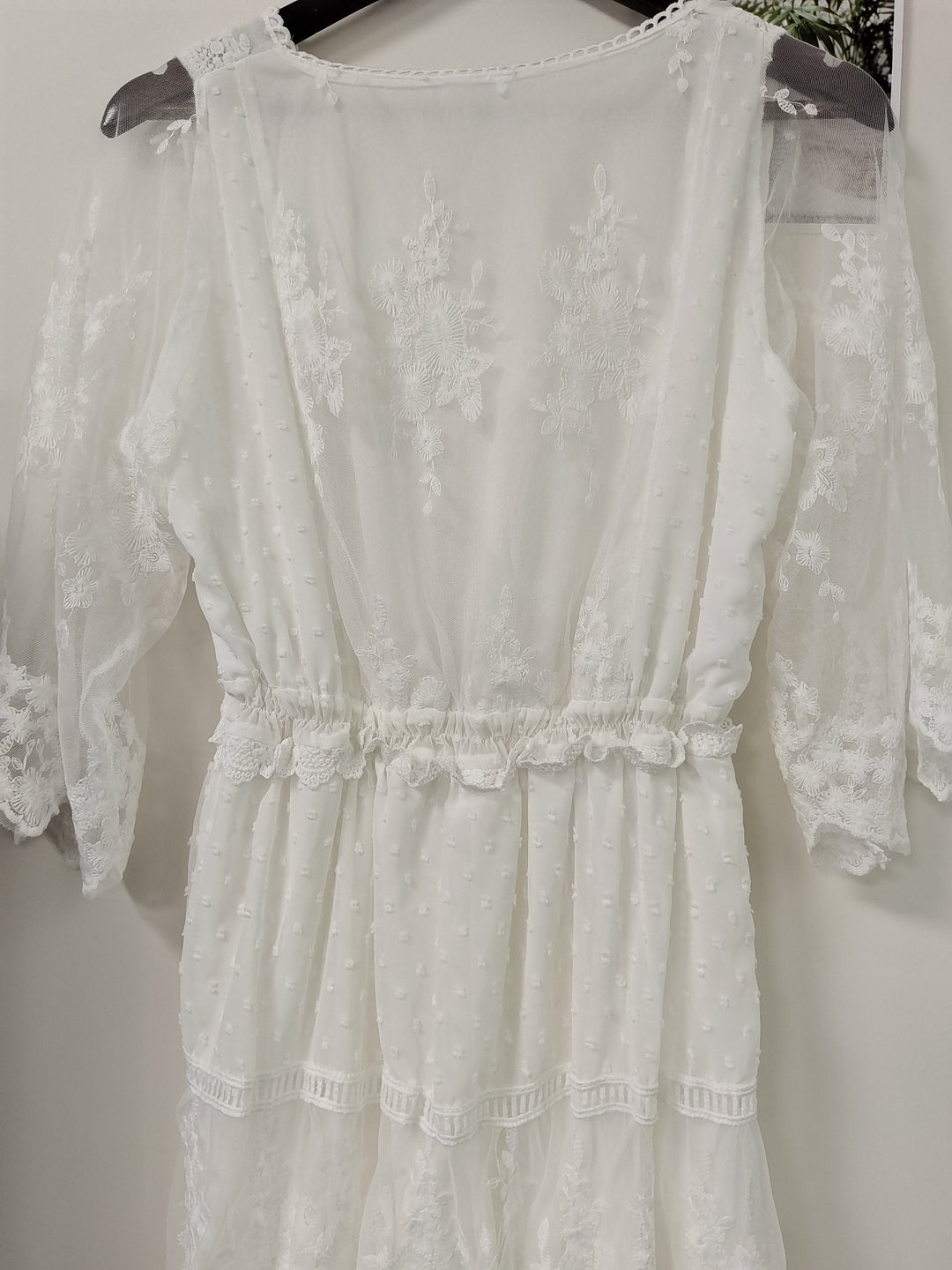 W&W Mode | Cross Halbtransparente Spitzen Maxikleid