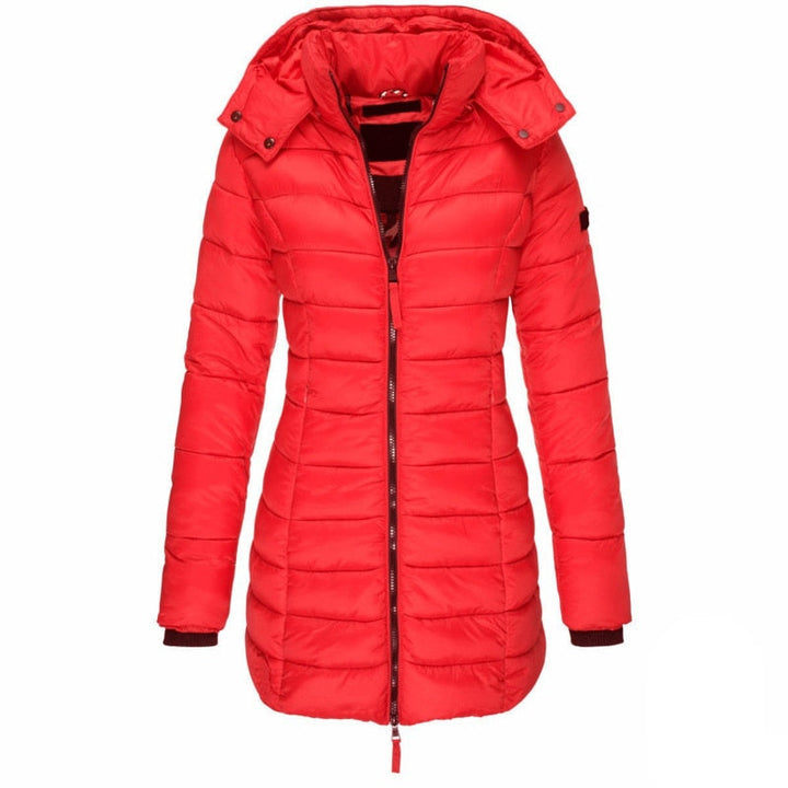 W&W Mode Damen Parka Mantel | Lange Winterjacke mit Kapuze und Daunenfüllung