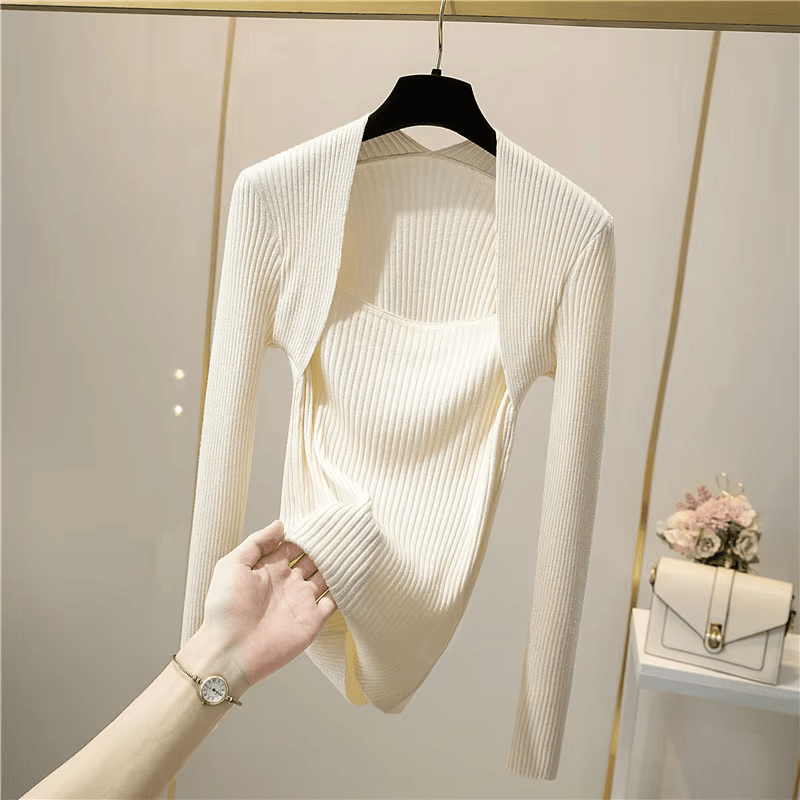 W&W Mode | Weicher, Warmer Strickpullover Mit Quadratischem Kragen