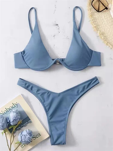 W&W Mode – Bügel-Bikini-Set: Push-up-BH und Tanga-Bademode für Damen