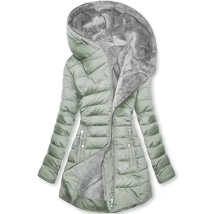 W&W Mode - Wintermantel für Damen - Mit Fellkragen, Kapuze und Reißverschluss