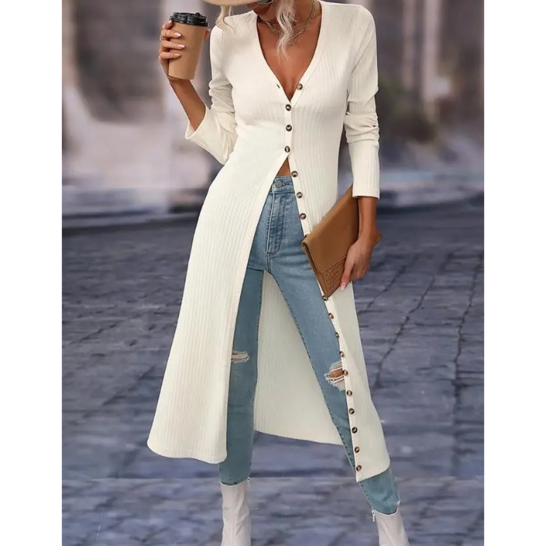W&W Mode | Fit V-ausschnitt Mit Knopf Lange Sommerjacke