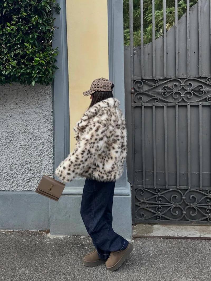 W&W Mode | Leopardenmuster Pelzjacke
