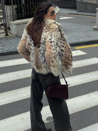 W&W Mode | Leopardenmuster Pelzjacke
