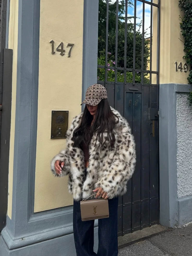 W&W Mode | Leopardenmuster Pelzjacke