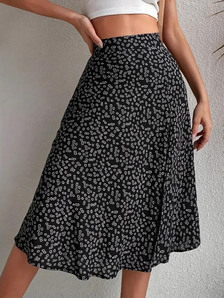 W&W Mode | Sommerrock, floral, geteilt, Midi-Rock, Rock mit hoher Taille