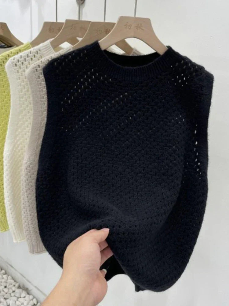W&W Mode | Ärmelloser Strickpullover für Damen