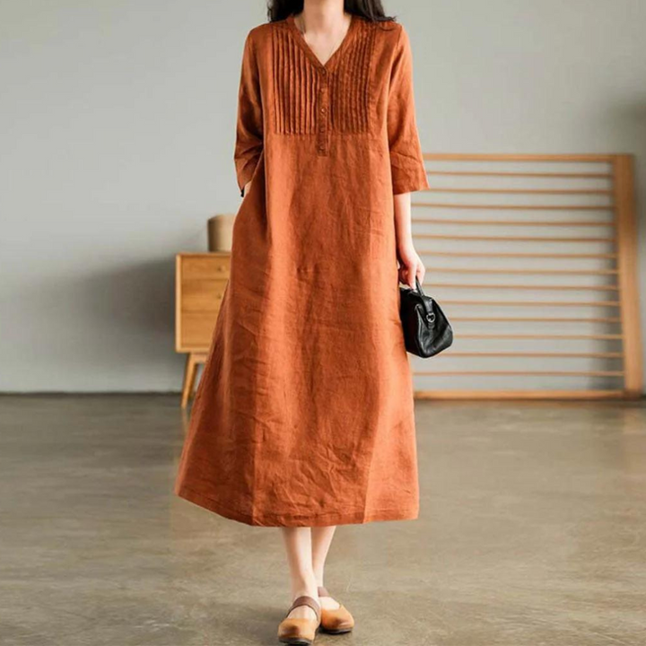 W&W Mode | Orange Leinen Kleid