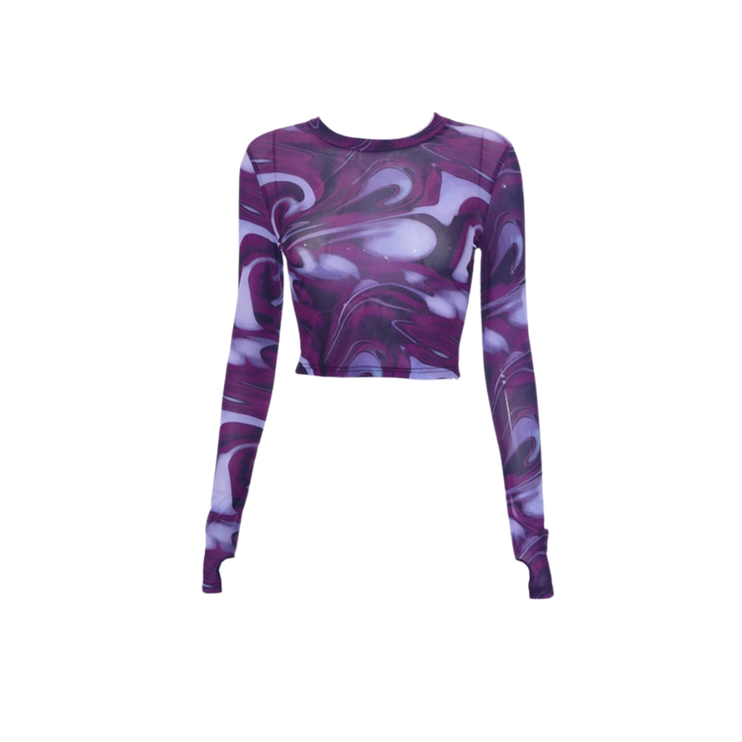 W&W Mode Top - Jahrgang - Transparentes Netzshirt