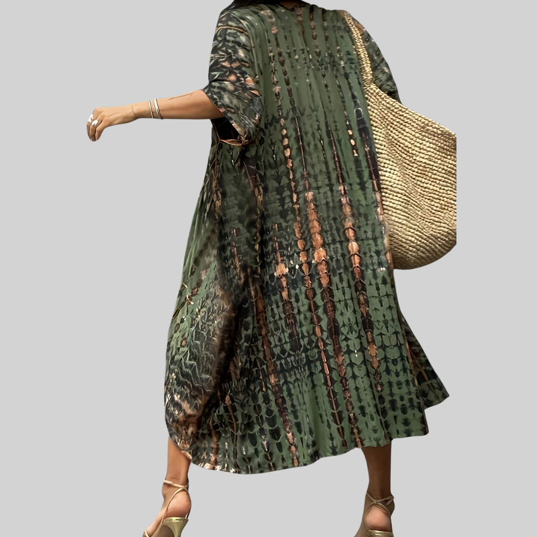 W&W Mode Midi Kimono – Boho – Allover-Print Loose Fit